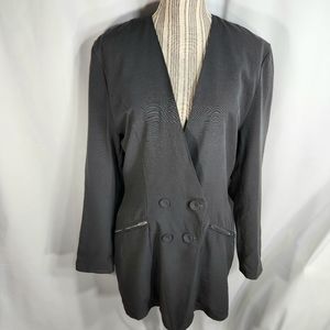 B. CERVELLERA NEUSS Black Mid-Length Dark Academia Blazer Size Large